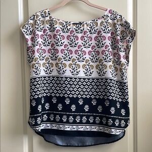 Floral Print Women's Top - Black, White, Pink, Yellow